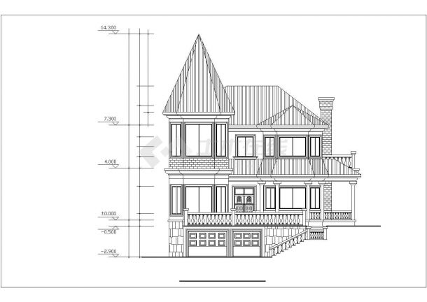 某地区高级小区二层别墅的整套方案设计施工CAD图纸-图二