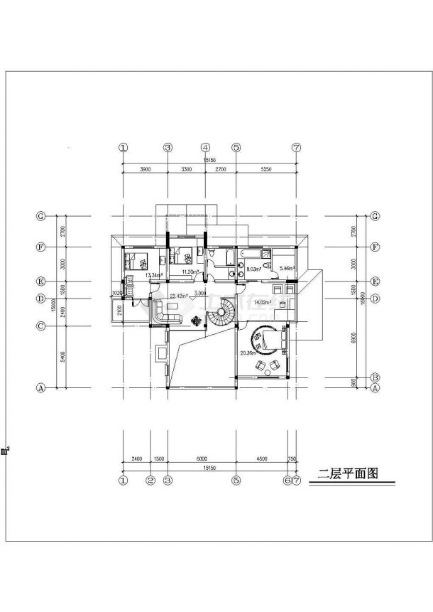 【南京】某地多层欧式别墅楼全套建筑施工设计cad图-图二