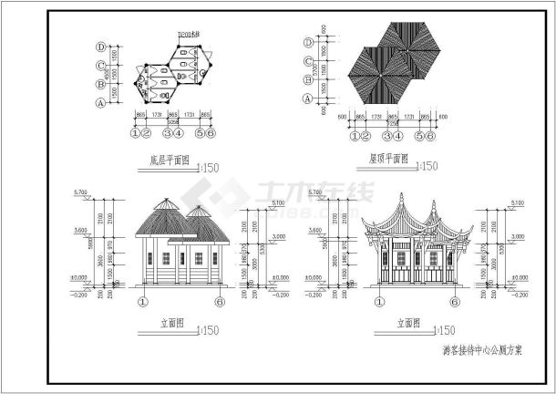 【常州】某地水上乐园公共厕所全套施工设计cad图纸-图一