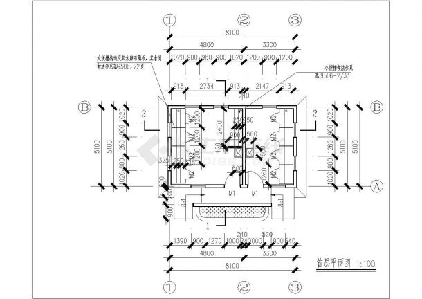 【杭州】某地游乐园新建厕所全套施工设计cad图纸-图一