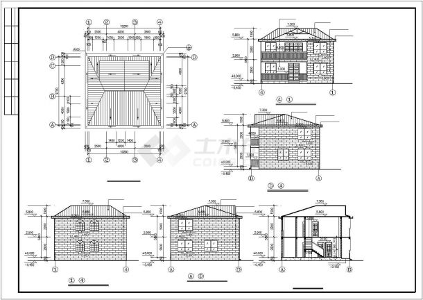 某地区多层别墅建筑全套方案设计施工CAD图纸-图一