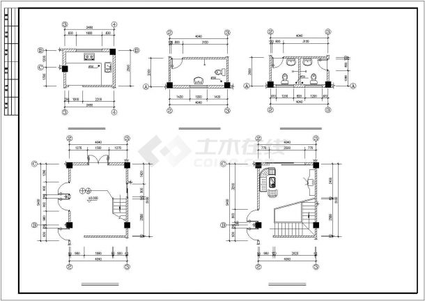 某地区多层别墅建筑全套方案设计施工CAD图纸-图二