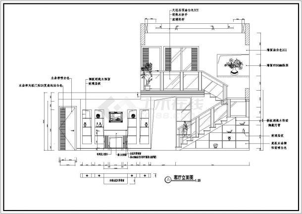 某地区花园小别墅建筑方案装修设计施工CAD图纸-图二