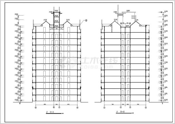 某小高层建筑cad施工及大样设计施工图(平面及立面)-图一