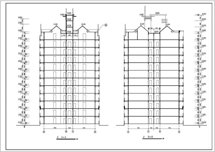 某小高层建筑cad施工及大样设计施工图(平面及立面)_图1