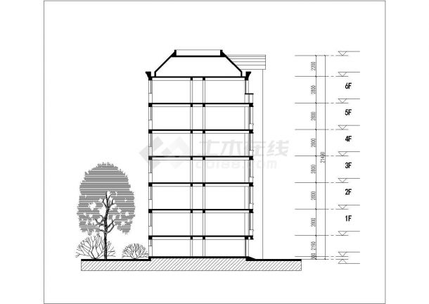 包头市和新家园小区6层砖混结构住宅楼建筑设计CAD图纸（每层640平米）-图一