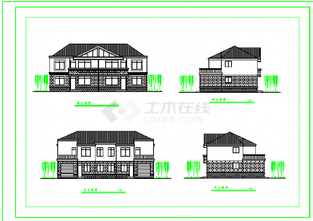 某两套框架结构小康住宅CAD全套施工图纸（含总平面图设计）-图一