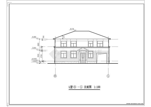 某地区创业农庄L型别墅建筑设计CAD图纸-图二