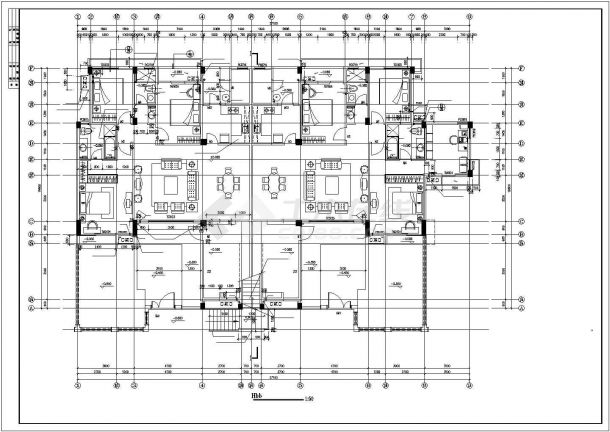 孝感市建设路某社区5层砖混结构住宅楼全套平面设计CAD图纸-图二