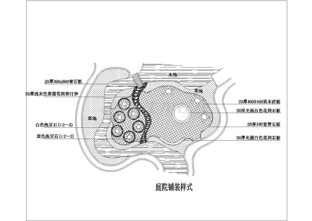 某庭院铺装样式CAD节点完整大样施工图-图一