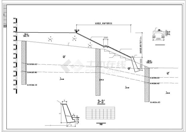 挡土墙护坡结构设计CAD施工图-图一