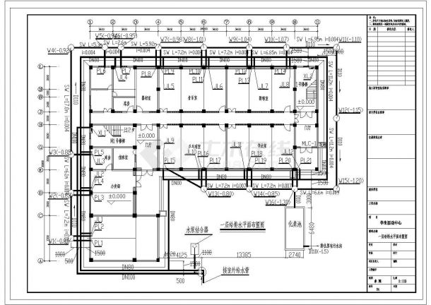长36米 宽30.8米 6层学生公寓楼给排水设计图-图二