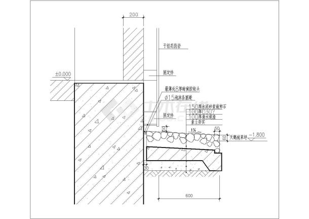 某屋面高低跨处伸缩缝CAD节点详细剖面图纸-图一