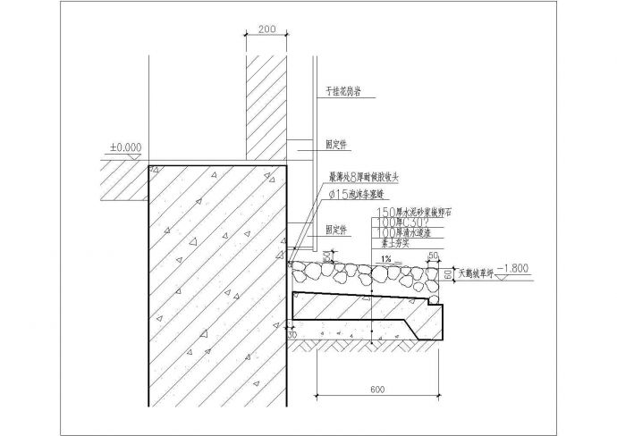某屋面高低跨处伸缩缝CAD节点详细剖面图纸_图1