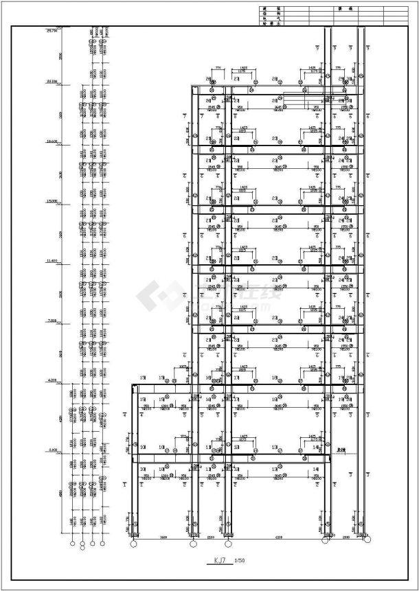 某主体六层局部七层框剪结构商务楼设计cad全套建筑施工图纸（含结构设计）-图二