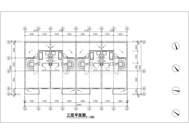 武汉市某小区三层砖混结构住宅楼建筑设计CAD图纸（含夹层和车库层）-图一