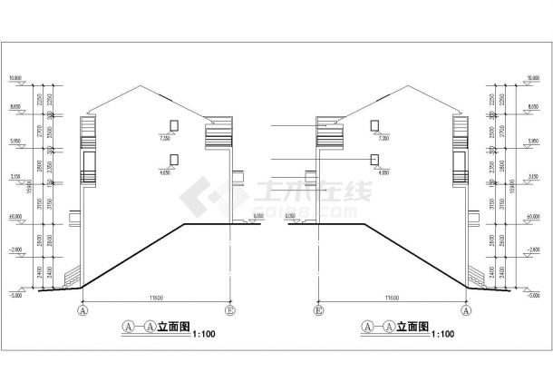 威海市秀阳花园小区3层砖混结构住宅楼建筑设计CAD图纸（含夹层）-图二