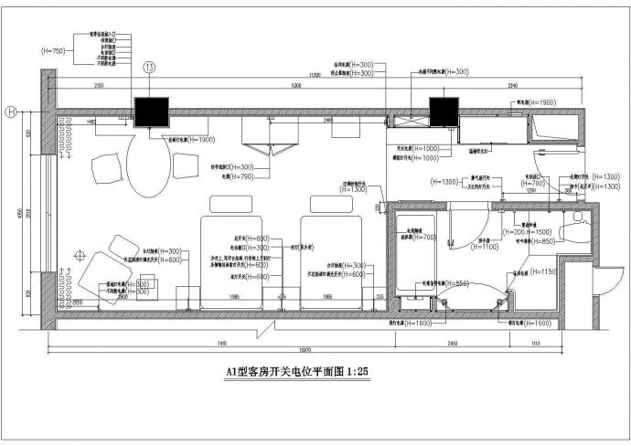 锦州大酒店客房样板装修详细建筑施工图_图1