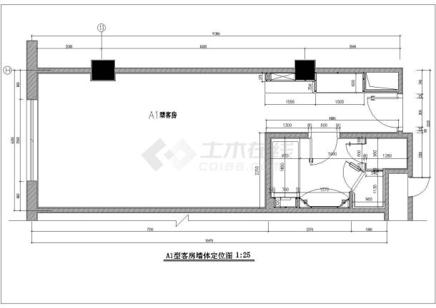 锦州大酒店客房样板装修详细建筑施工图-图二