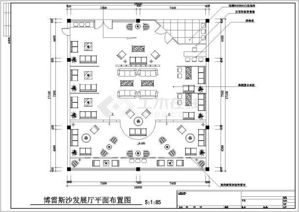 烟台沙发展厅装修详细建筑施工图-图二