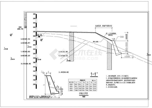 某挡土墙护坡结构施工图（CAD、5张）cad图纸-图一