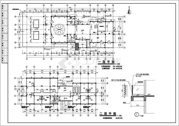 某地区某两层综合会所平立剖建筑设计图纸cad图纸-图二