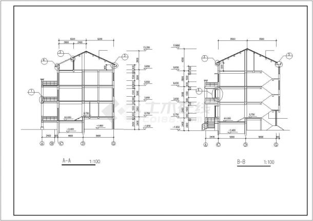 南阳市某村镇3层砖混结构乡村别墅建筑设计CAD图纸（含地下室和跃层）-图一