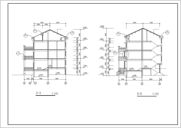 南阳市某村镇3层砖混结构乡村别墅建筑设计CAD图纸（含地下室和跃层）_图1