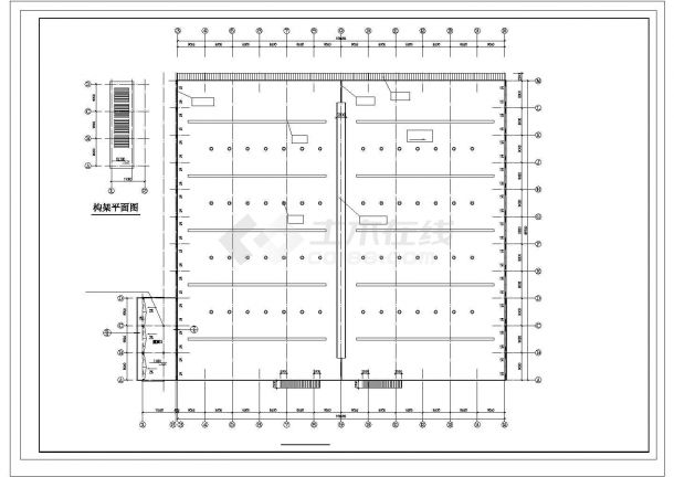 单层11453平米轻钢结构刹车片公司厂房建筑图（长108米 宽99米 ）-图一