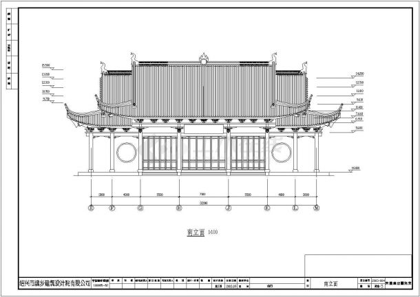 镇江市某某山门建筑施工设计装修cad图【含效果图】-图二