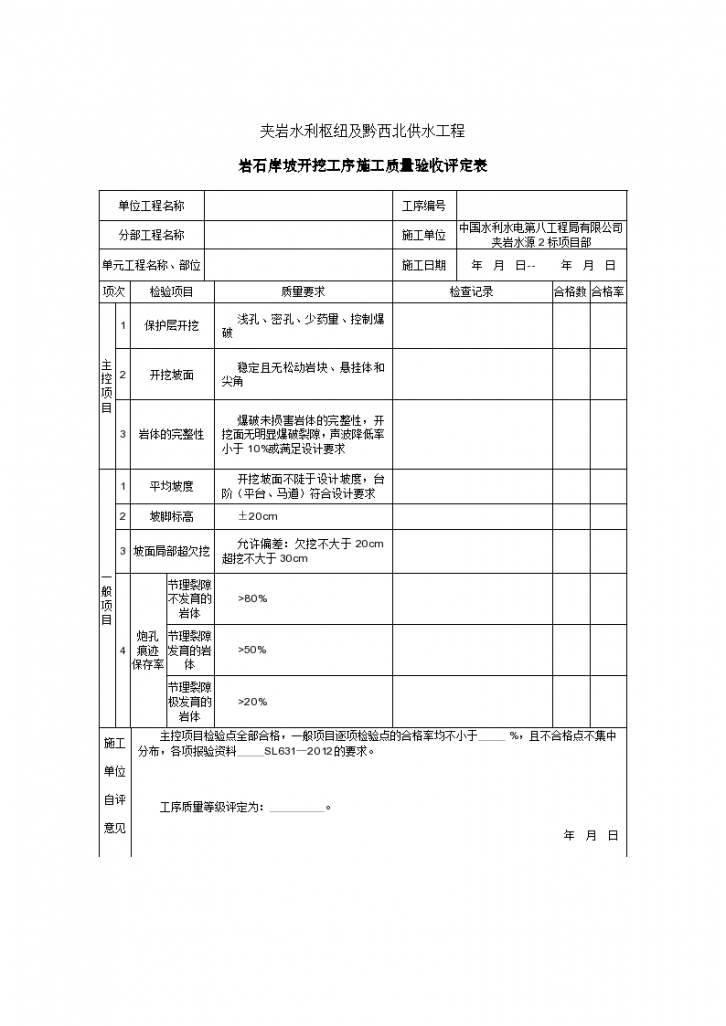 水利水电工程岩石边坡开挖三检表-图二