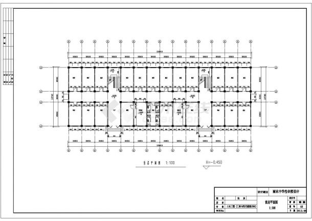 土木工程毕业设计_某6层框架结构宿舍楼毕业设计cad全套建筑施工图（含设计说明，含结构设计，含计算书）-图二