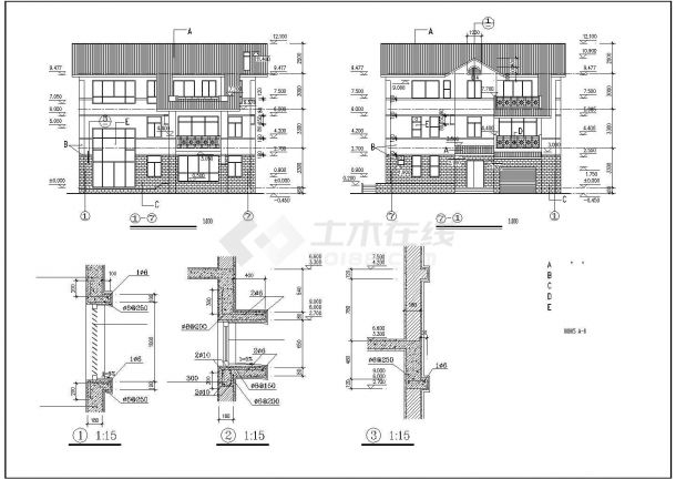 某地区简单别墅建筑全套设计施工CAD图纸-图一