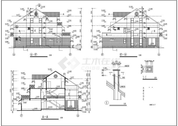 某地区简单别墅建筑全套设计施工CAD图纸-图二