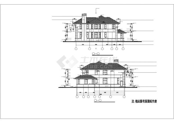 某地区小区高级别墅建筑全套设计施工CAD图纸-图二