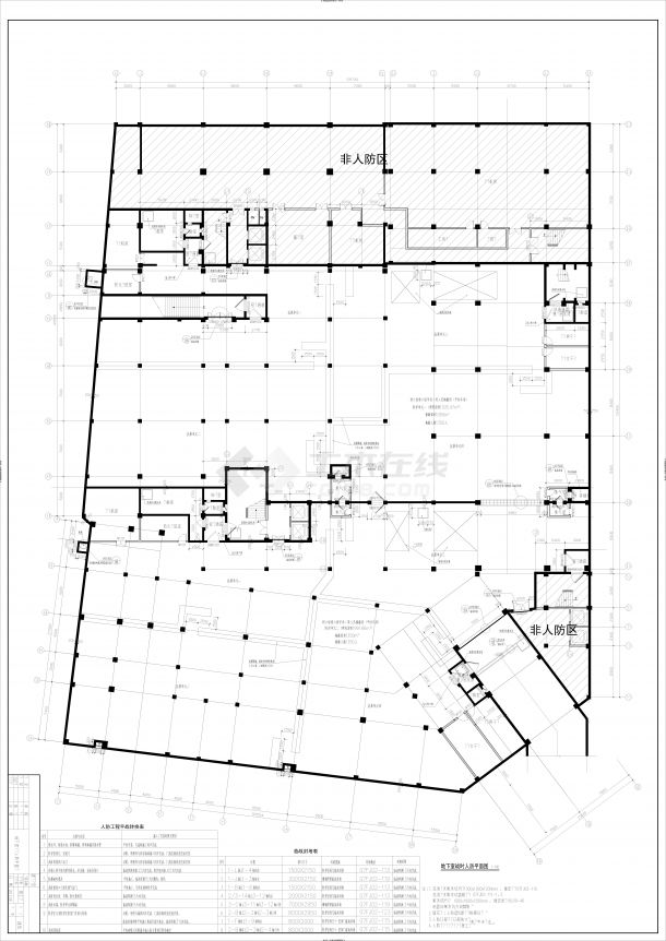 单层地下人防车库建筑结构设计施工图-图一
