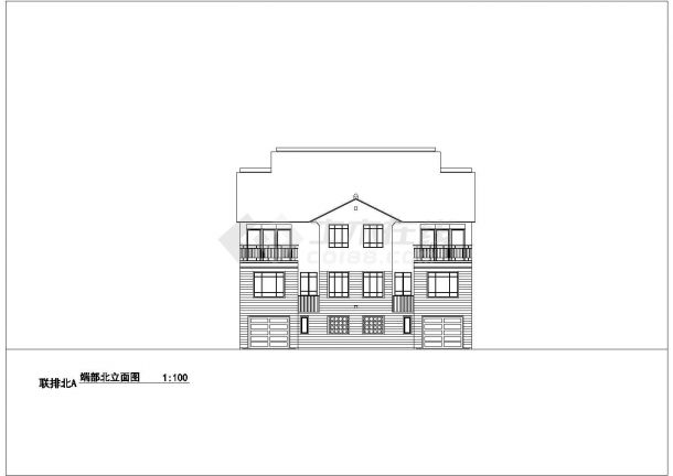 某地区连排北别墅建筑全套设计施工CAD图纸-图二