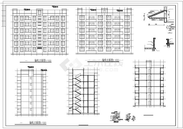 某地区六层砖混住宅建筑全套设计施工CAD图纸-图二