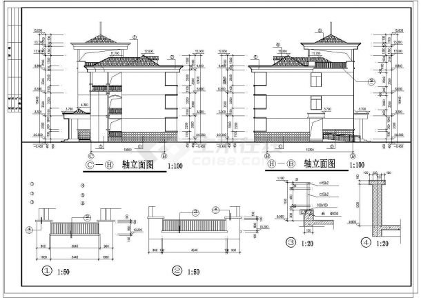某四层养老院建筑设计CAD扩初图-图一