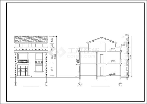 某地区高级别墅建筑结构全套设计施工CAD图纸-图一