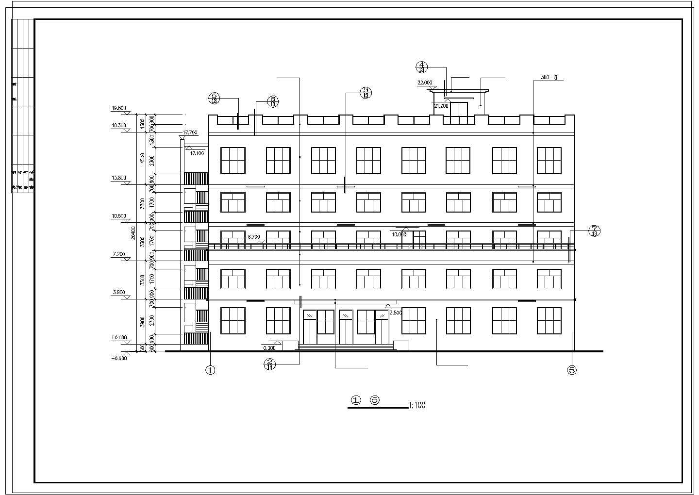 某五层医院行政综合楼建筑设计CAD方案图