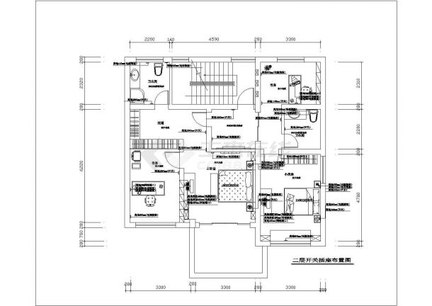 某市中心高档别墅室内装修方案设计施工CAD图纸-图二