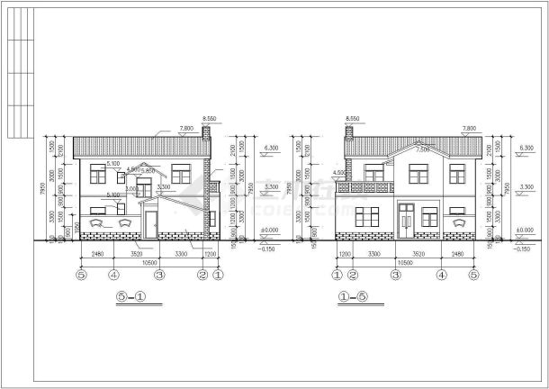 某小区农村别墅建筑全套方案设计施工CAD图纸-图二