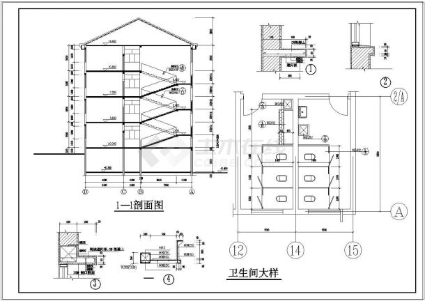 某乡卫生院四层综合楼建筑设计CAD扩初图-图二