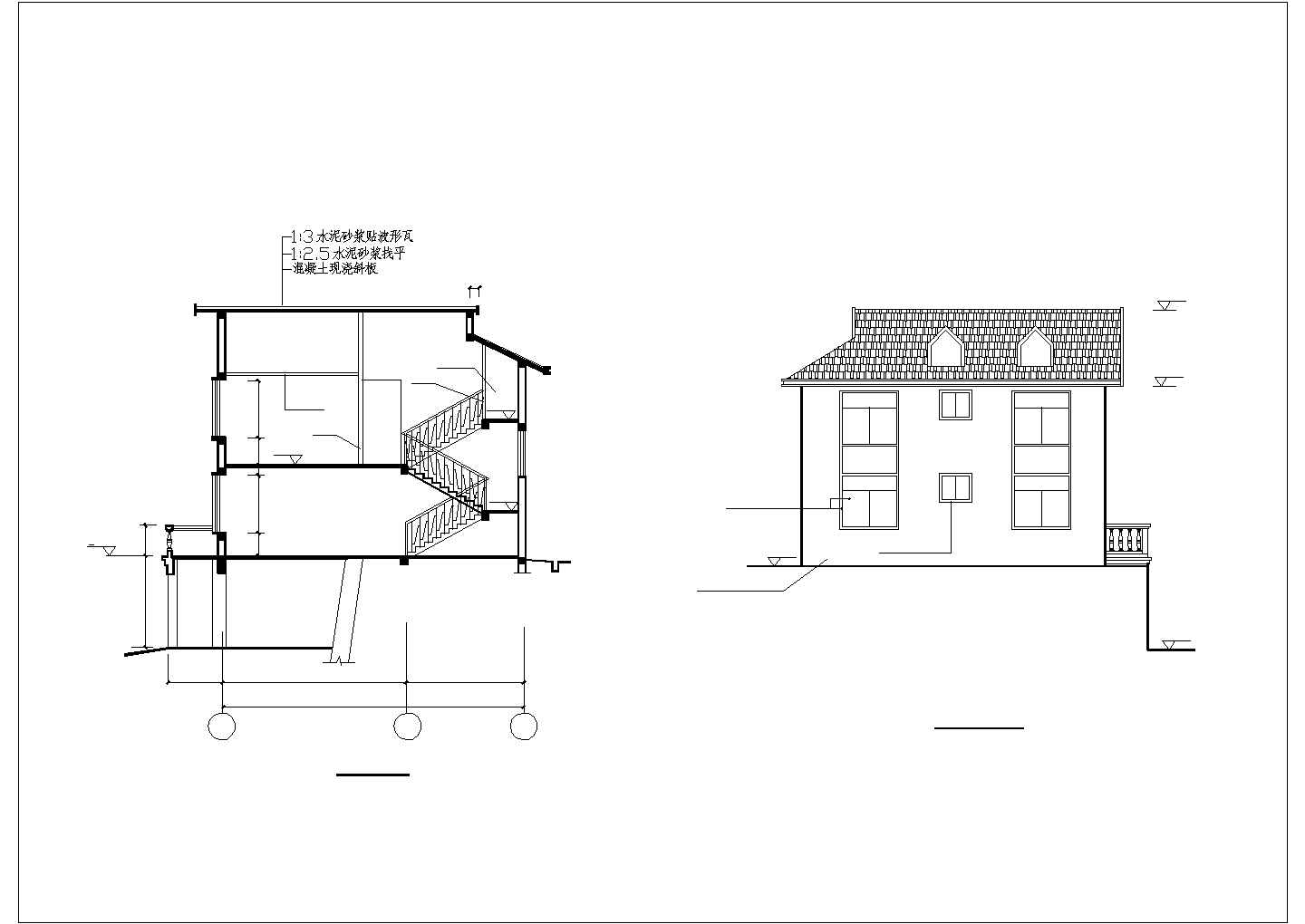某山区别墅住宅建筑方案设计施工CAD图纸