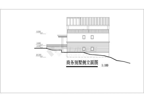 某地区商务别墅住宅建筑设计施工CAD图纸-图二