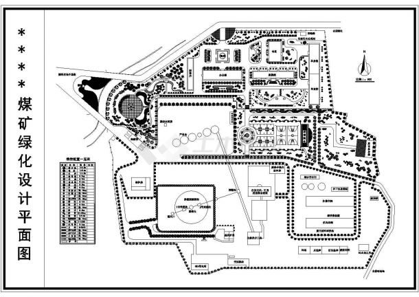 某市煤矿绿化景观设计cad平面图(带效果图)-图一