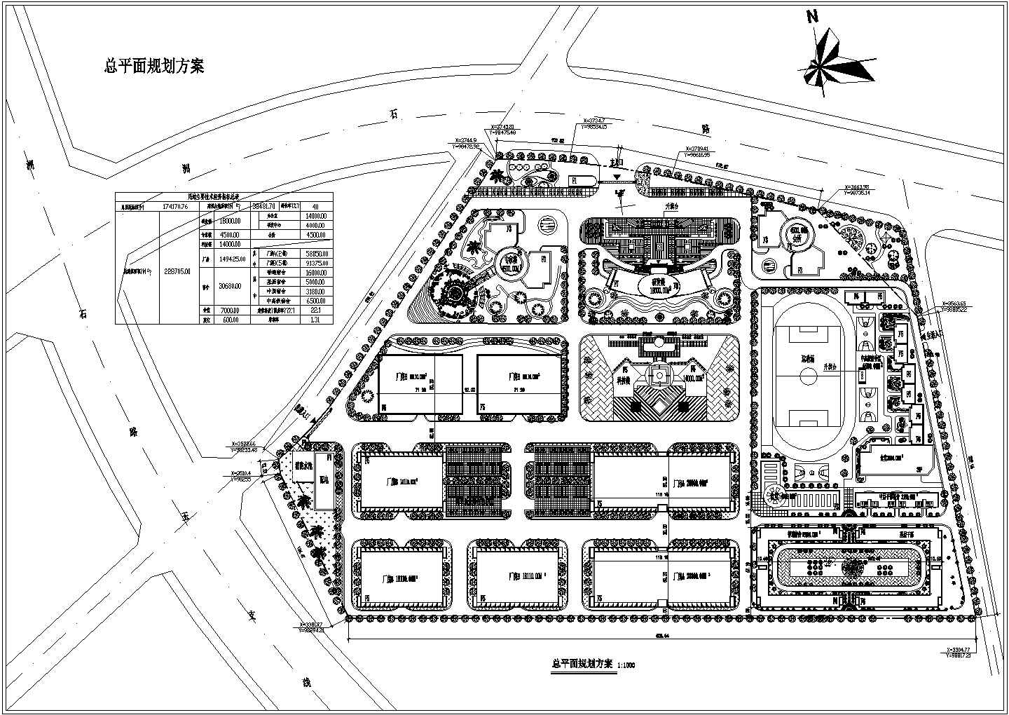17万平方米某工业园区用地规划设计cad图(含总平面图)