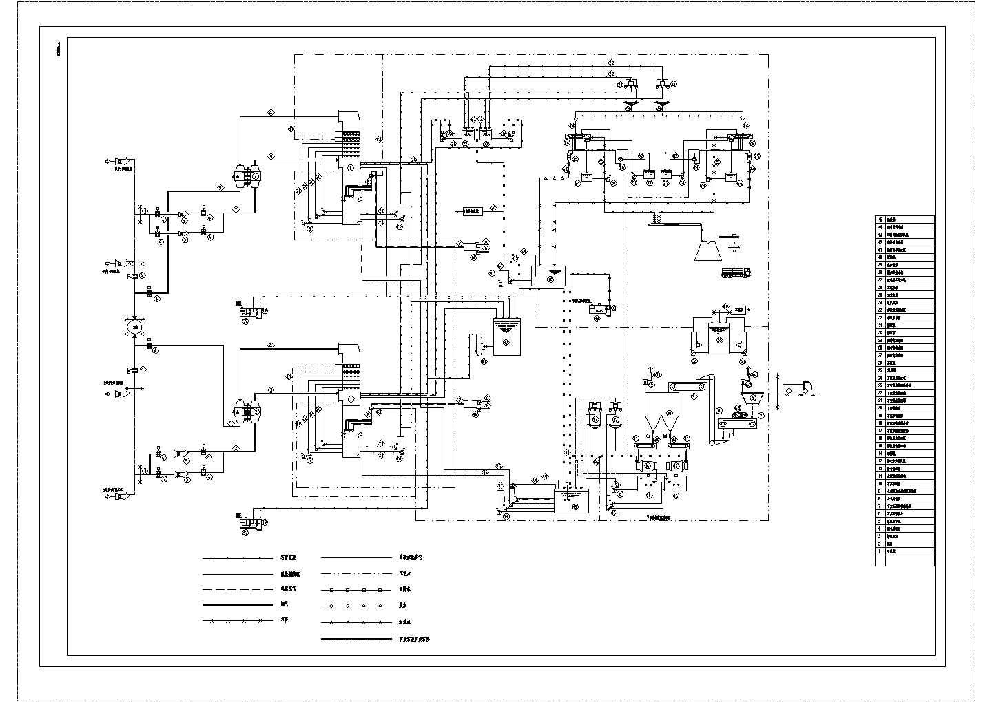 某烟气脱硫工艺系统图CAD构造完整节点图