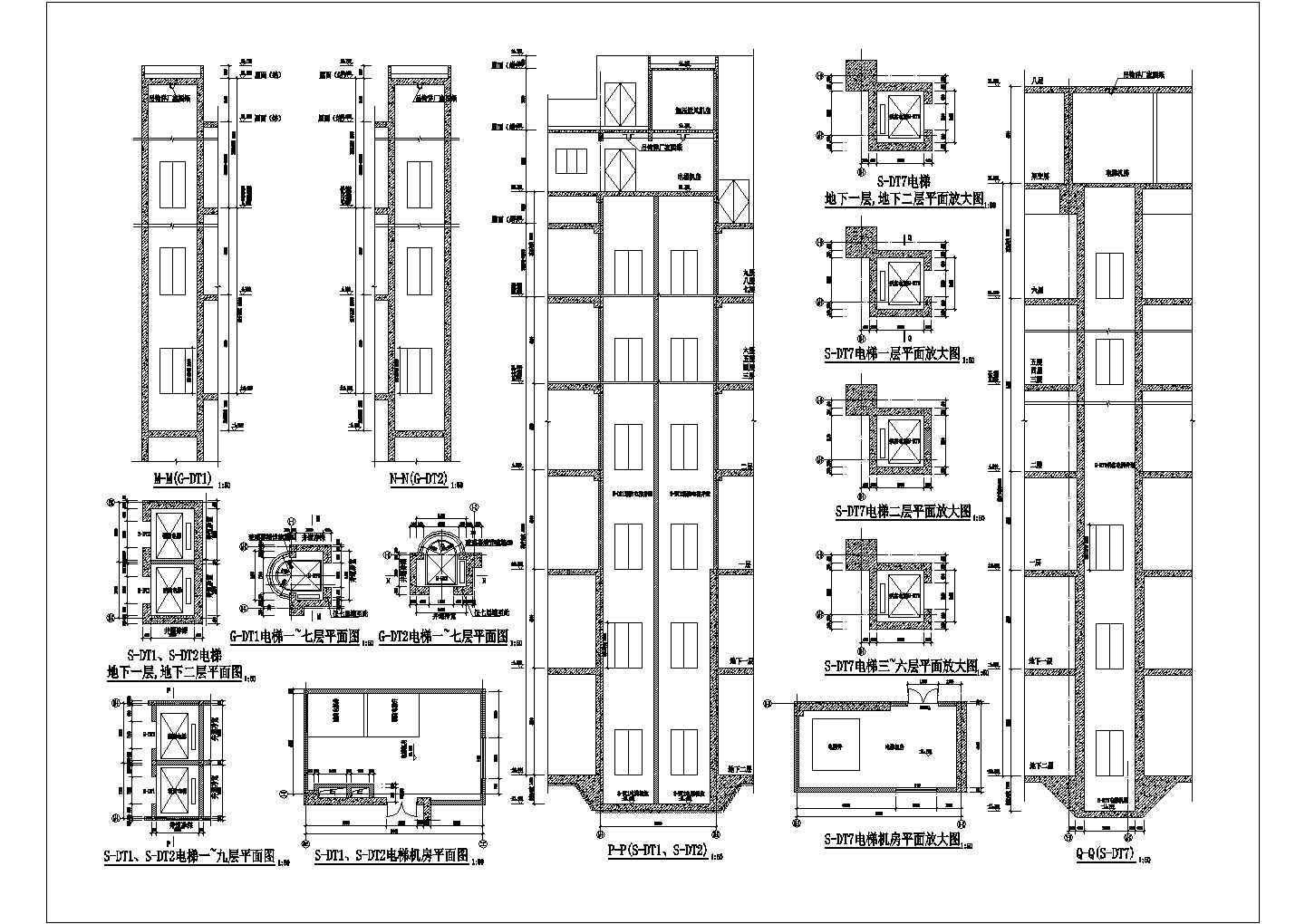 某电梯CAD完整施工节点构造详图